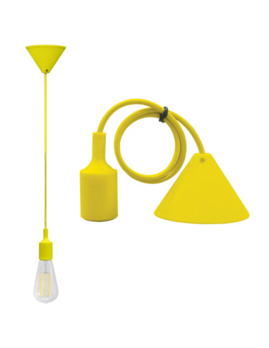 Pendente da soffitto + portalampade E27 colore giallo