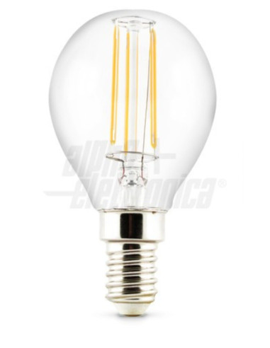 Lampada LED E14 4W filamento bulbo bianco caldo