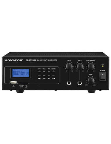 Mixer ampli pa con usb/sd 15wrms 2in micro + 1in aux/phono alim.220ac/12dc