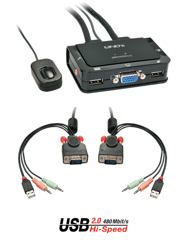 Kvm switch compact USB audio VGA 2 porte