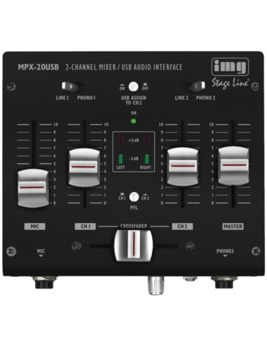 Mixer stereo 3 canali con USB
