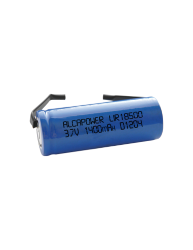 Batterica ricaricabile li-ion 18500 3,7v 1300mAh term. sald. no scheda ricarica