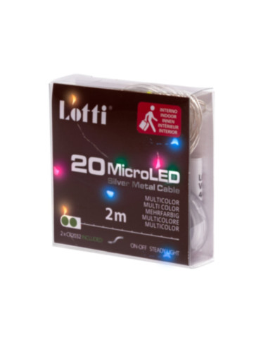 Catena 20 microled multicolore 2m con batterie CR2032