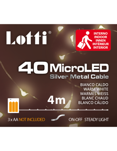 Catena 40 microled bianco caldo 4m a batterie 3xAA