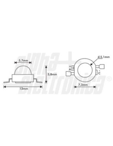 Led power 1W 350mA 3000K