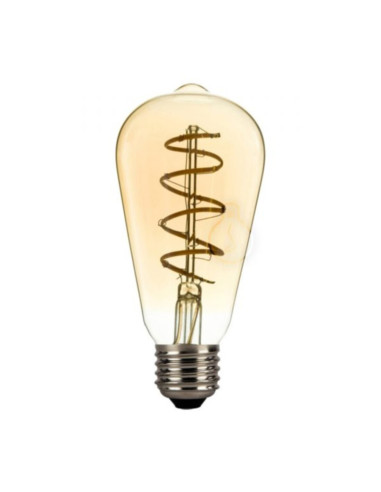 Lampada LED E27 4W 130lm st64 ambrato 2000k filamento onda