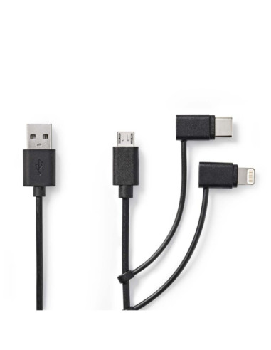 Cavo USB lighting /type c/micro USB nero