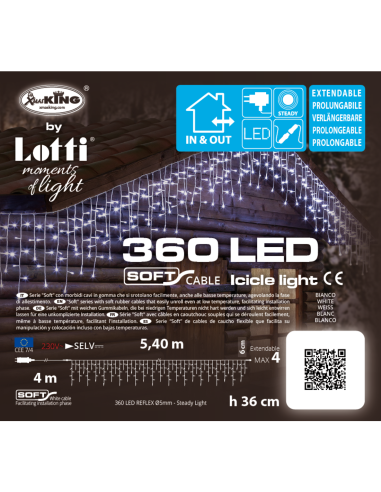 Ice light 24V 360 led luce fissa bianco freddo 4m x 36cm prolungabile