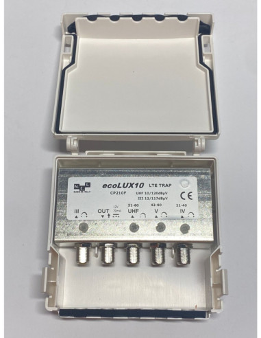 Ampli palo 4in iii/21-40/42-60/UHF 10db reg con filtro LTE 4G