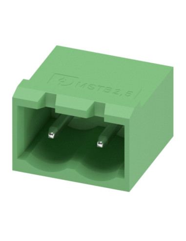 Morsetto 2 poli scollegabile angolare da circuito stampato passo 5.08mm