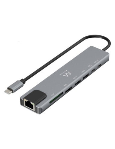 Dock Station USB-C multiporta 8 in 1 HDMI + USB-C + USB-A + LAN