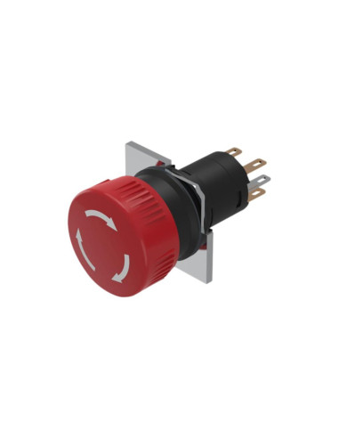 Pulsante a fungo di emergenza NC+NO foro 16mm IP65