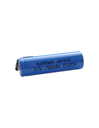 Batteria litio 3,7V 750mAh 14500 terminali a saldare ⌀14x51mm