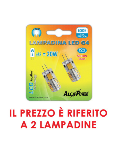 Lampada LED g4 10-14v 2W 6000k blister 2pz bianco freddo