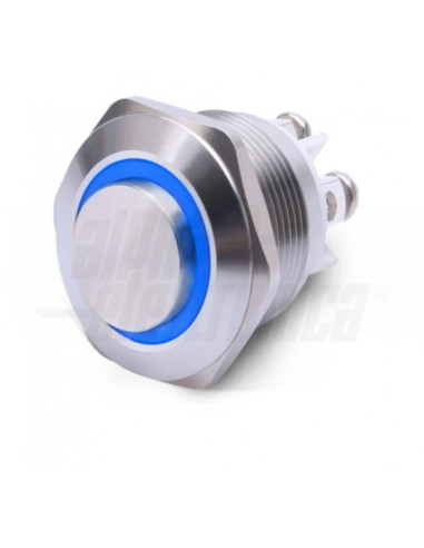 Pulsante antivandalo 1p vite 12V blu (on) / - / off