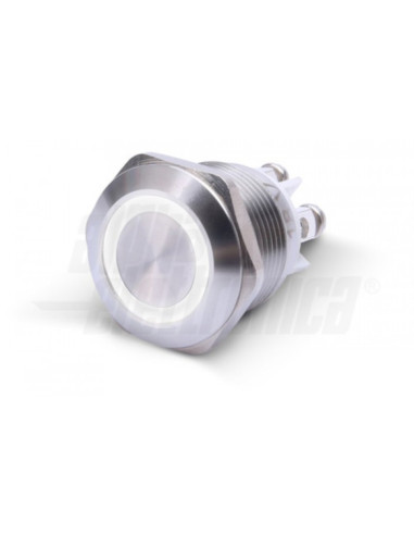 Pulsante antivandalo ⌀19mm luminoso bianco spst off/(on) NO 5A 250VAC