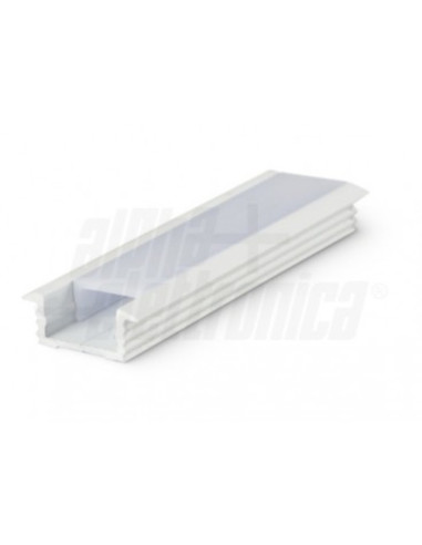 Profilo alluminio incasso con copertura opaca piana bianco 2m