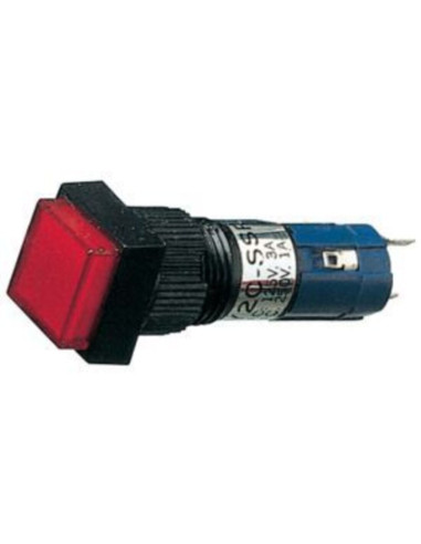 Pulsante unipolare luminoso quadrato rosso