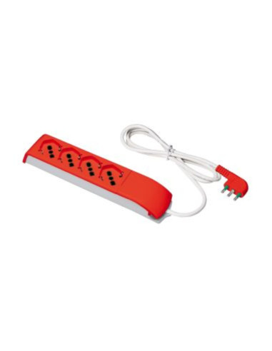 Multipresa 4prese univ cavo 1,5m rosso fido-red