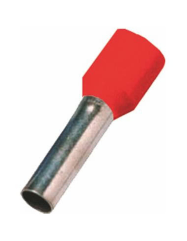 Terminale a bussola isolato x cavo 1mm rosso - confezione 100pz
