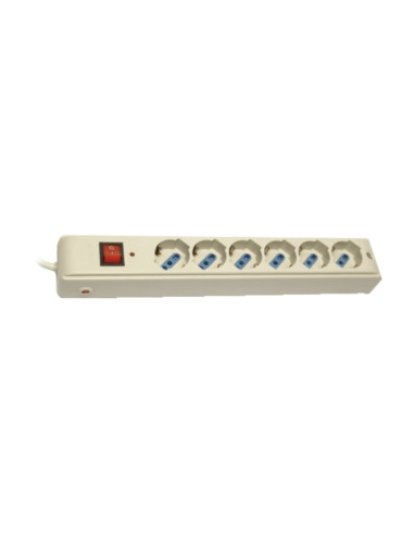 Multipresa 6 posti 10/16a/Schuko cavo 3m con interruttore grigio