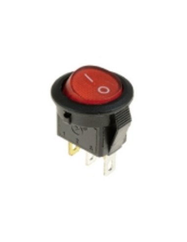 Interruttore unipolare a bilancere tondo rosso luminoso 12V