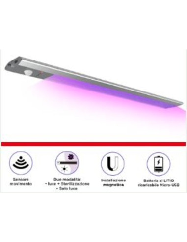 Plafoniera sterilizzante led+uv 30cm magnetica c/sensore pir