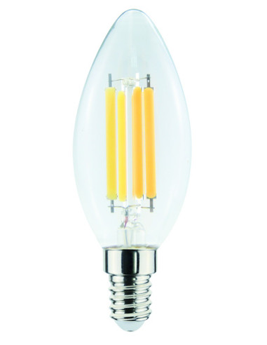 Lampada LED E14 220V 6,5W 3000k filamento trasparente candela