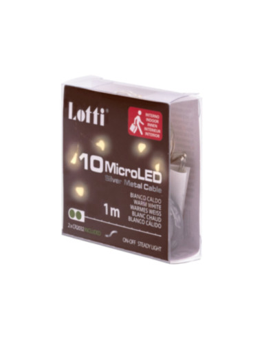 Catena 10 microled bianco caldo 1m con batterie CR2032
