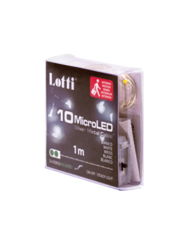 Catena 10 microled bianco freddo 1m con batterie CR2032
