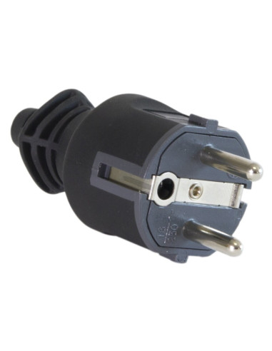 Spina Schuko 16A IP44 nera in gomma