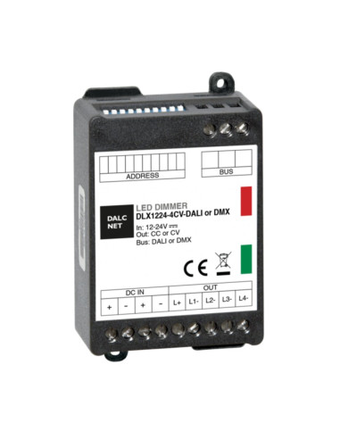 Controller 4ch dmx 12-24v out 4x5a IP20 sequencer+dimmer+fader+driver