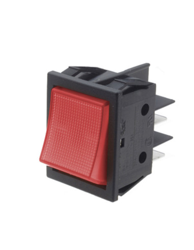 Inter. bipolare luminoso rosso 16A 250 vac faston 6.3 dima 30x22 mm cert. ul