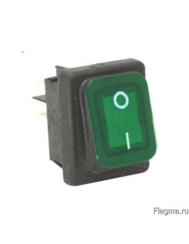 Inter. bipolare verde IP65 16A 250vac lumin. faston 6.3 dima 30x22 mm cert. ul