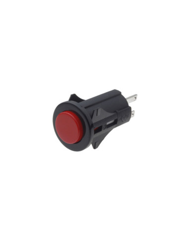 Pulsante unipolare rosso tondo 3A 250vac faston 2.8 dima ø 16 mm cert. ul