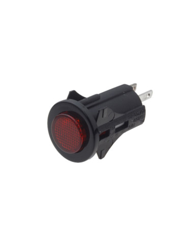 Pulsante unipolare rosso tondo 2A 250vac faston 2.8 dima ø 16 mm cert. ul