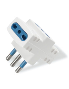 Adattatore tripla prese 2p+t 10/16a spina 2p+t 16A bianco
