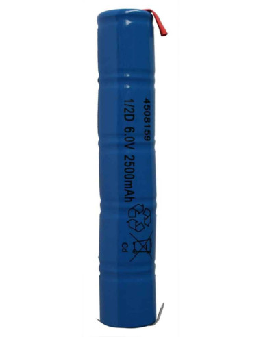 Pacco batterie NiCd 5-1/2d 6V 2500mAh tubo per lampada di emergenza