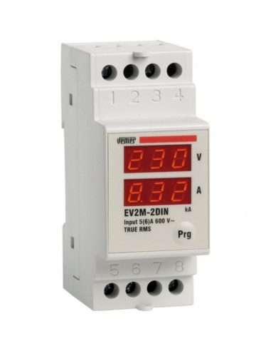 Voltmetro-amperometro ac 2 moduli din 230V ac 600v ac tax/5a ac