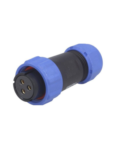 Spina volante 3 poli ø1.6mm contatti 13a 250 VAC AWG 14, serie sp13 ip68 reverse
