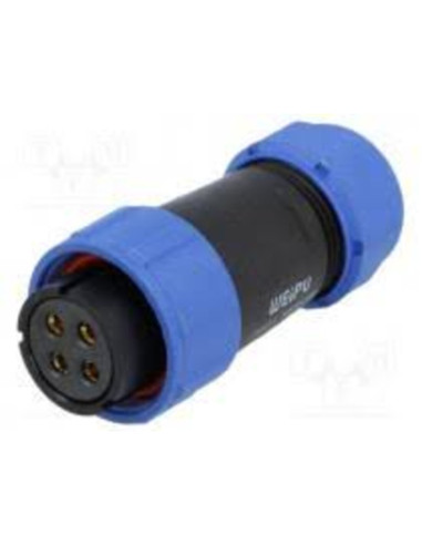 Presa volante 4 poli ø1.6mm contatti 13a 250 VAC AWG 14, serie sp13 ip68 reverse