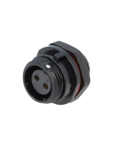 Presa a pannello 2 poli ø1.6mm cont. 13a 250 VAC AWG 14, serie sp13 ip68 c. capp.