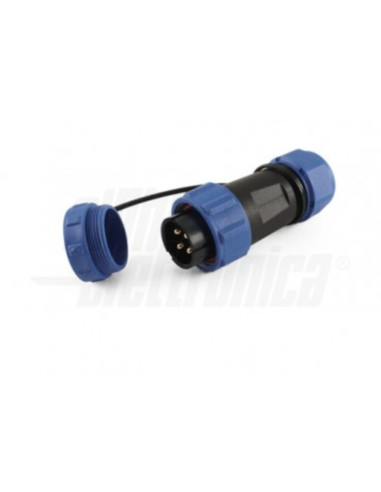 Spina volante 4 poli ø 2mm cont. 30a 500 VAC AWG 11, serie sp21 ip68 c. capp.