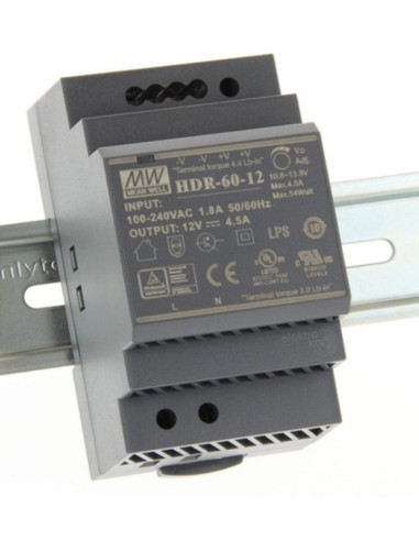 AC/DC din rail 60W 85-264VAC 12VDC 4,5a ultra slim design