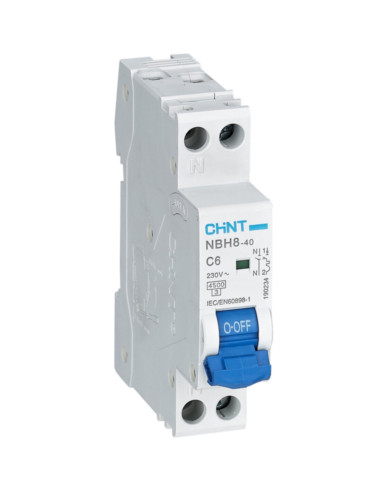Interruttore magnetotermico 4,5kA 1p+N 6A Curva C