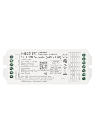 Controller LED Wi-Fi+RF 12-48Vdc 20A con App Tuya (Alexa e Google Assistant)