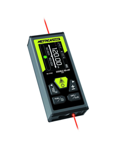 Metro laser bidirezionale ricaricabile 60m+60m