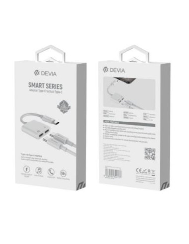Adattatore smartphone spina USB-C a 2 prese USB-C audio + carica