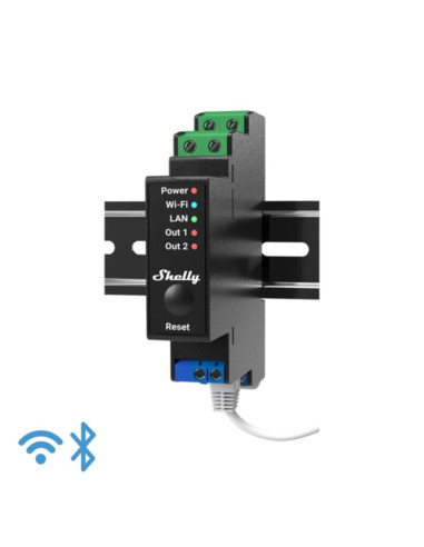 Smart Relè 220Vac DIN 2 canali 16A con misuratore di potenza Wi-Fi + RJ45