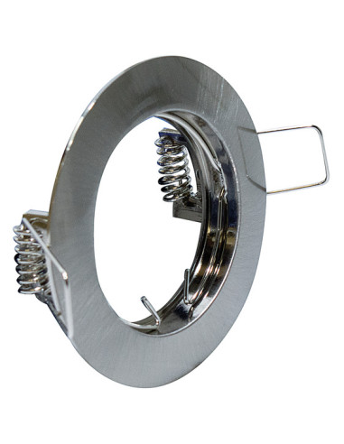 Supporto tondo par16/mr16 ???77x60mm acciaio satinato ghiera fissa